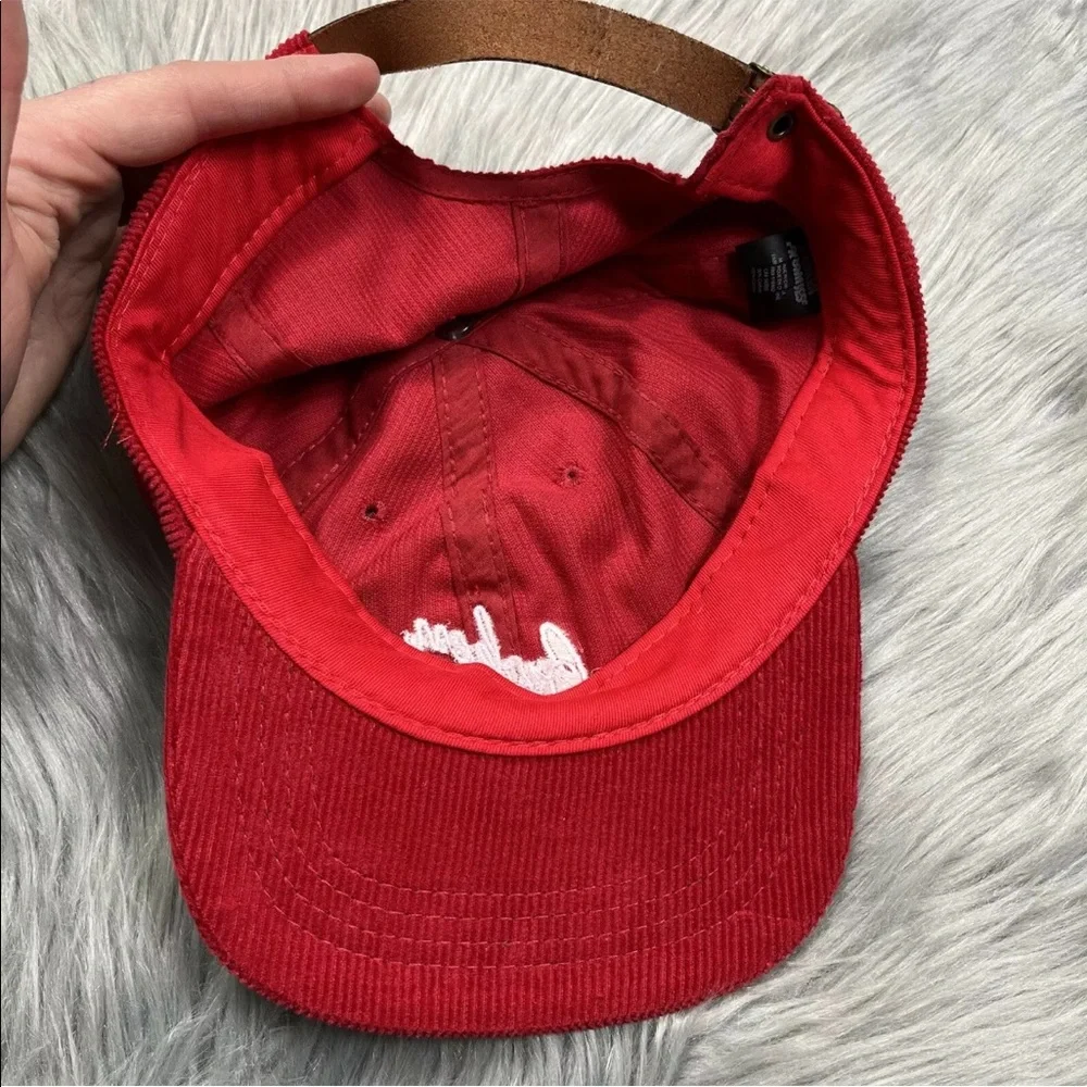 Broken Promises Red Corduroy Strap Back Hat One Size